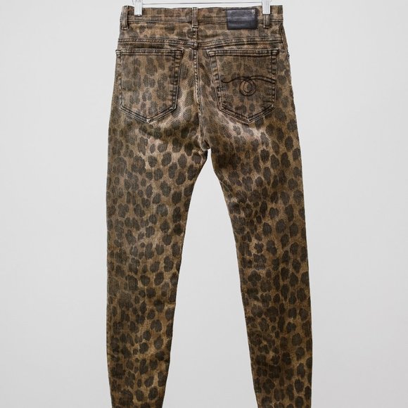 R13 PF/19 Leopard Print High-Rise Skinny Jeans - Picture 3 of 14